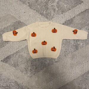 Kids Pumpkin Sweater - Cream and Orange